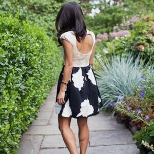 Anthropologie Troubadour Dress Fit + Flare Beige:Black Size Sz 0-2P.